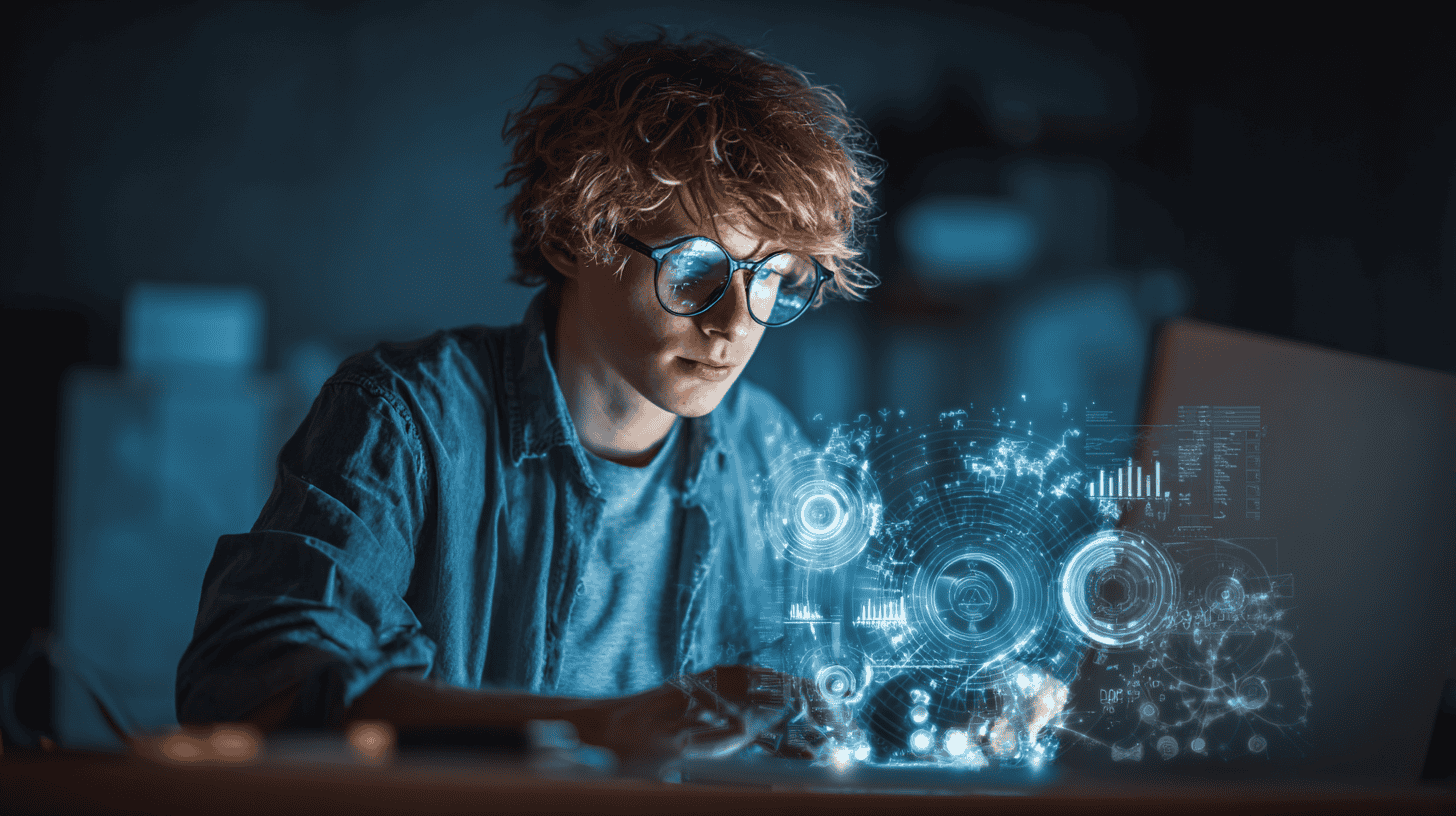 A person engaging with a digital career roadmap